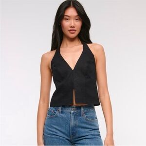 Abercrombie & Fitch Black V-Neck Crop Top